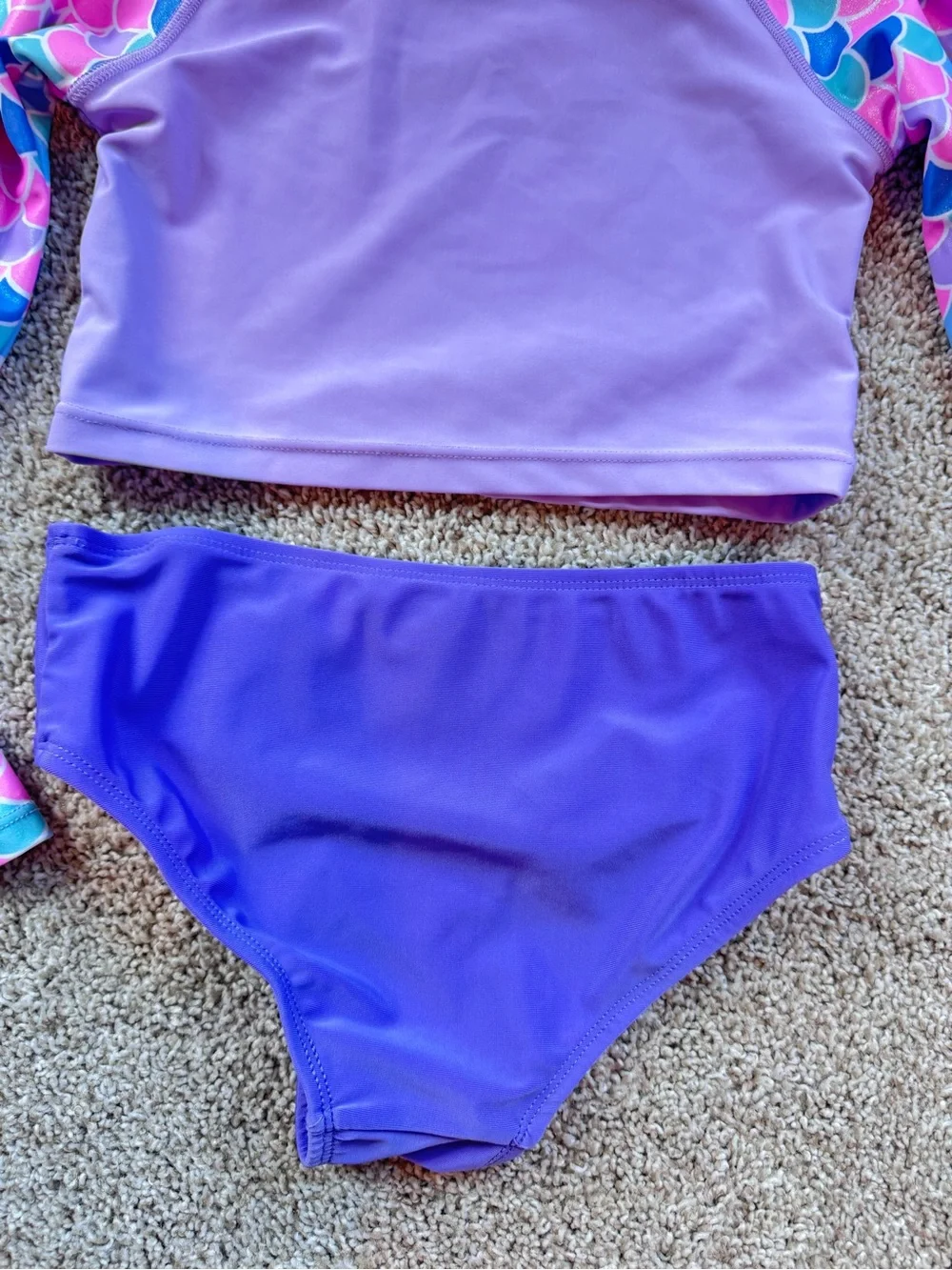 Girls Mermaid Swimsuit 2 piece Rash Guard Bathing Suit Purple/Pink/Blue Size 7